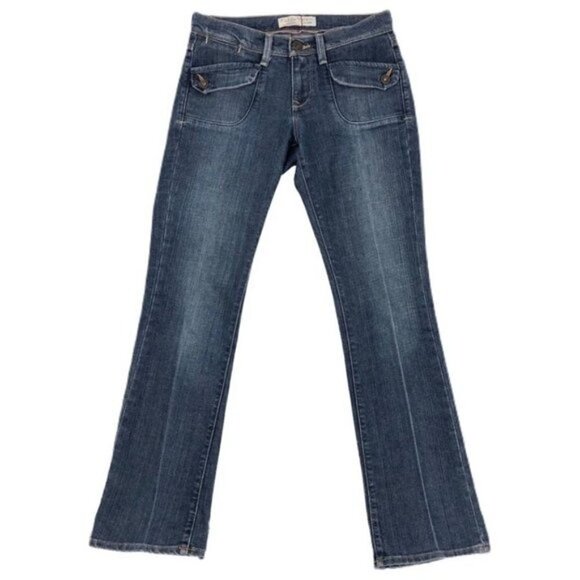 Old Navy Jeans Y2K Mid Rise Bootcut Medium Wash Blue Flap Pockets Women's Size 2 - Picture 10 of 10